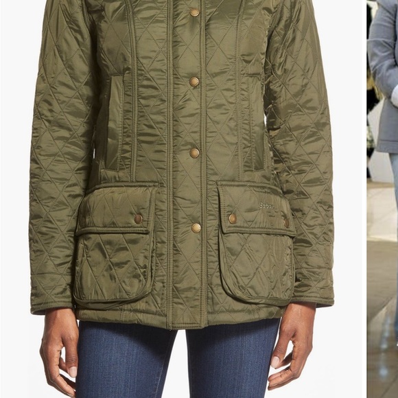 Barbour Beadnell Quilted Jacket in Olive - Picture 1 of 9